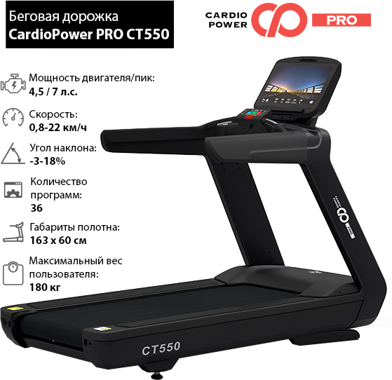 Профессиональная Беговая дорожка CardioPower PRO CT550