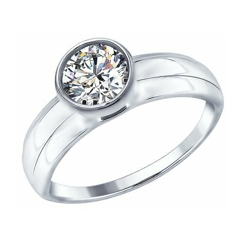 фото Серебряное кольцо sokolov 94012383 с фианитом, размер 17 diamant-online
