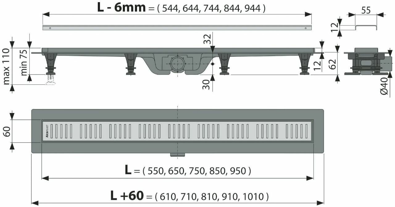 Лоток для душа Alcadrain Simple APZ10-650M