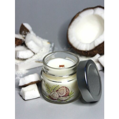 Свеча ароматическая с деревянным фитилем и крышкой - аромат 