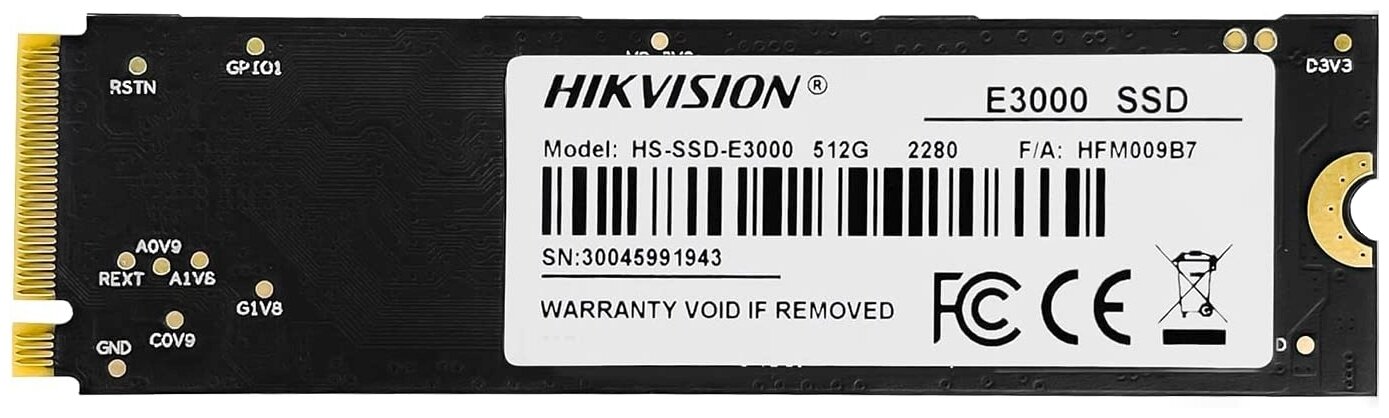 Накопитель SSD M.2 HIKVISION E3000 512GB PCIe 3.0 x4 3D NAND TLC (HS-SSD-E3000/512G)