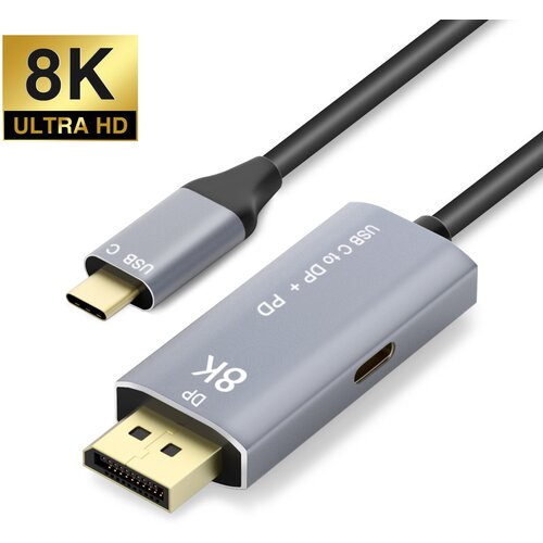 Кабель USB 3.1 Type-C (Thunderbolt 3) на DisplayPort 1.4 (Дисплей порт) 8K-4K + PD charging, 3 метра кабель usb type c thunderbolt 3 1 на displayport 1 4 дисплей порт 8k 4k 3 метра