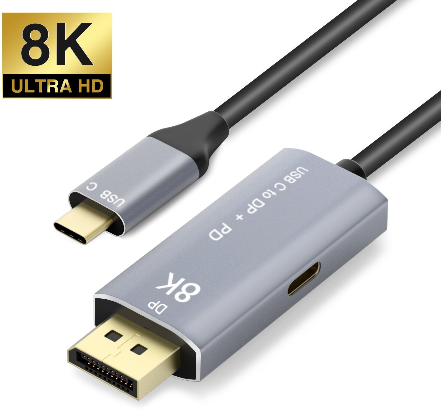 Кабель USB 3.1 Type-C (Thunderbolt 3) на DisplayPort 1.4 (Дисплей порт) 8K-4K + PD charging