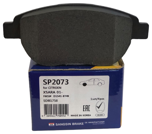 Дисковые тормозные колодки передние SANGSIN BRAKE SP2073 (4 шт.)