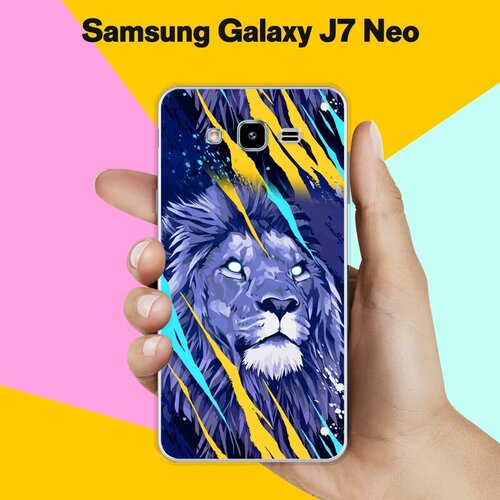 силиконовый чехол на samsung galaxy j7 neo самсунг джей 7 нео с эффектом блеска золотые фигуры Силиконовый чехол на Samsung Galaxy J7 Neo Лев / для Самсунг Галакси Джей 7 Нео