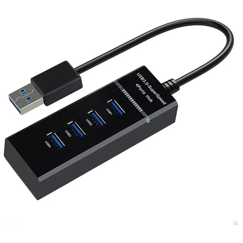 Разветвитель USB HUB 3.0 4 порта максимальная скорость 5 гбит с. Черный
