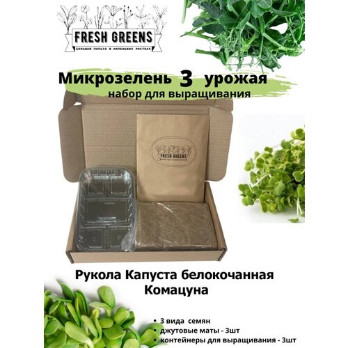 Микрозелень для выращивания Набор Fresh Greens (Рукола Капуста белокочанная Комацуна)