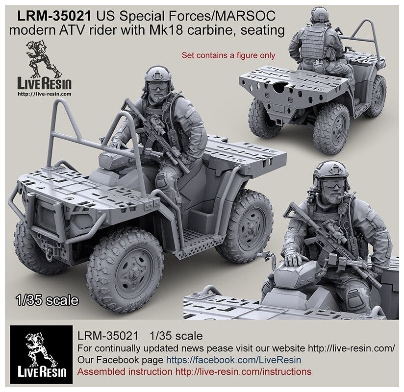 LRM35021 US Special Forces modern ATV rider with Mk18 carbine, seating