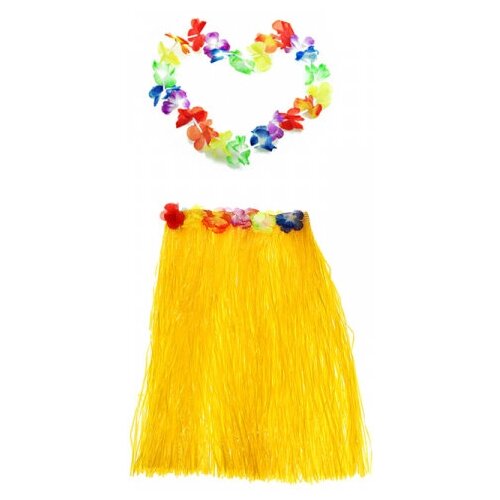 Гавайская юбка 60 см, желтая, гавайское ожерелье 96 см гавайская юбка желтая 60 см набор 10 шт