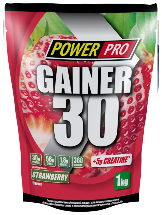 Гейнер Power Pro Gainer 30 (1000 г), клубника