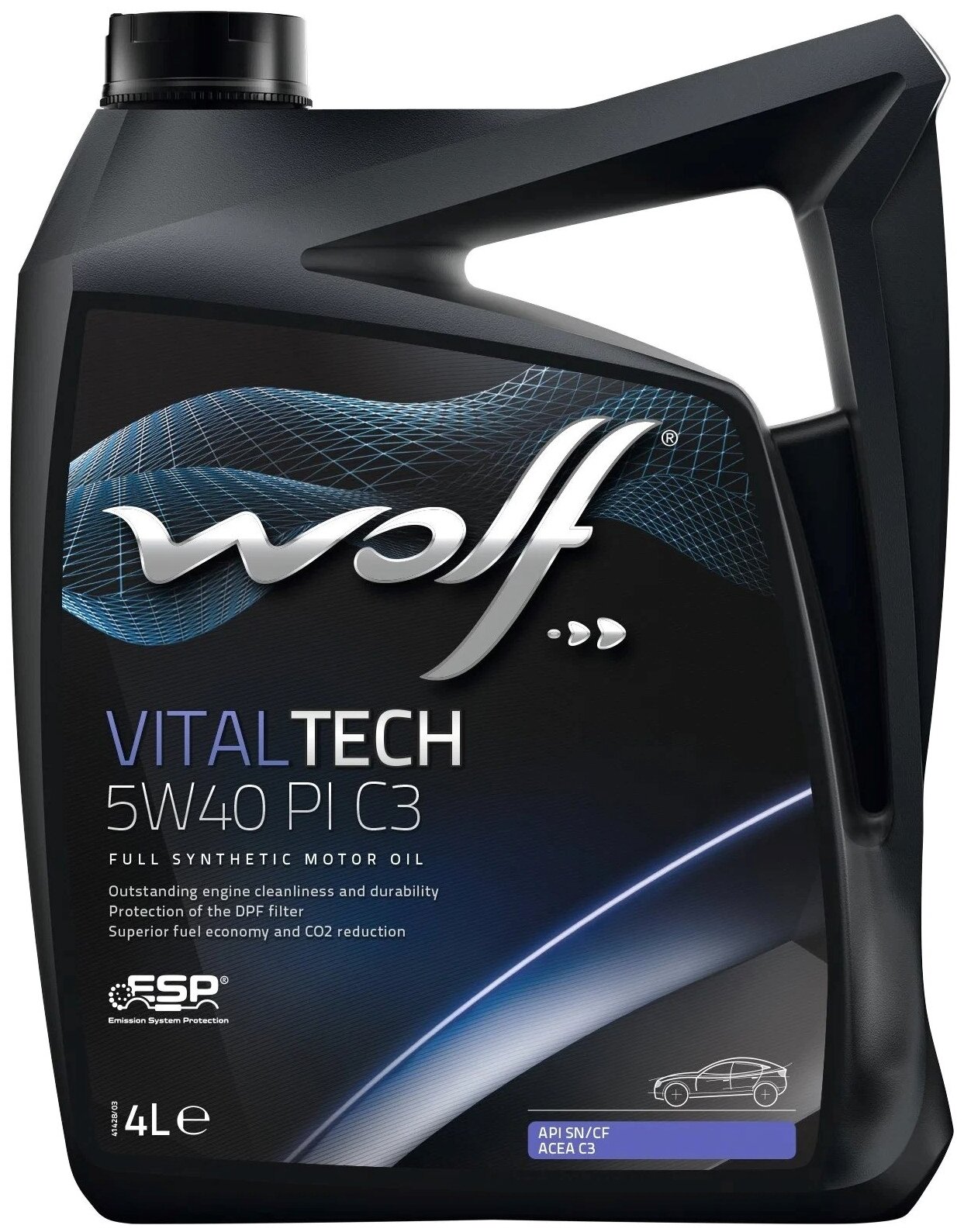 Моторное масло WOLF VITALTECH 5W40 PI C3, 4 л