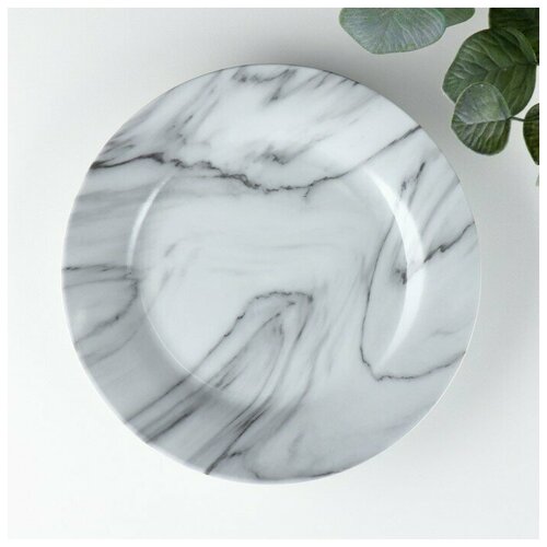 Тарелка керамическая десертная Доляна «Мрамор», d=19 см, цвет серый