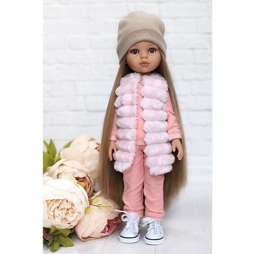 Комплект одежды и обуви для кукол Paola Reina 32-34 см (спорт. костюм+жилет+шапка+кеды), розовый жилет paola joy sy332814 1