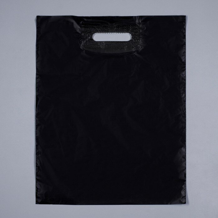 Пакет полиэтиленовый, с вырубной ручкой, черный, 34 х 45, 33 мкм(50 шт.)