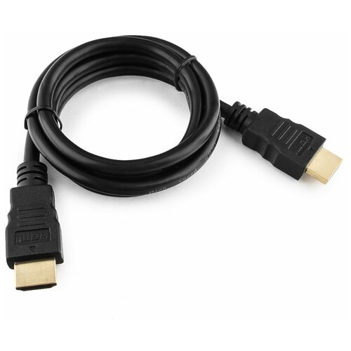 Кабель HDMI Cablexpert CC-HDMI4-1M, 1м, v2,0, 19M/19M, черный, позол.разъемы, экран, пакет cablexpert кабель 1 8м v2 0 19m 19m медь черный позол разъемы экран 2 ферр кольца пакет hdmi ccf2 hdmi4 6