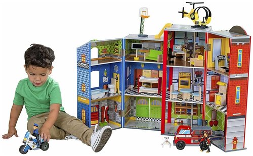 Конструтктор Police Station and Fire Rescue Wooden Playset