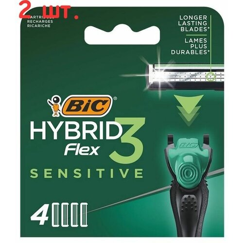 Cменные кассеты для бритья Flex 3 Hybrid Sensitive, 4 шт (2 шт.)