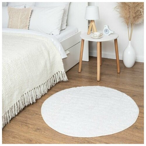 Ковер Waves диаметр 100 см, молочный, 70 процентов хлопок, 30 процентов п/э, 1500 г/м2
