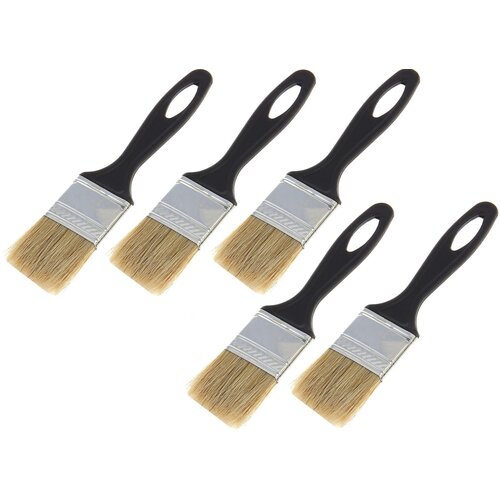 Кисть-флейц Стандарт КФ-25x6 мм набор из 5 штук стальной бандаж натуральная плотная щетина пластиковая рукоятка для аккуратного окрашивания 392₽