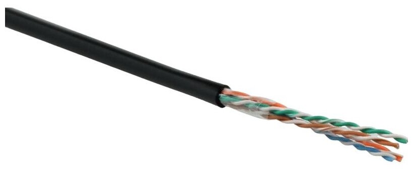 Кабель витая пара U/UTP кат.5E 4х2х24AWG solid PE Outdoor UUTP4-C5E-S24-OUT-PE-BK-500 черн. (м) Hyperline 49118