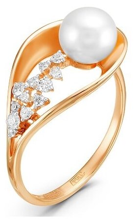 Кольцо Бриллианты Костромы, белое золото, 585 проба, бриллиант, жемчуг, размер 18