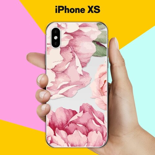 Силиконовый чехол Пионы на Apple iPhone Xs силиконовый чехол на apple iphone 8 айфон 8 пионы розово белые