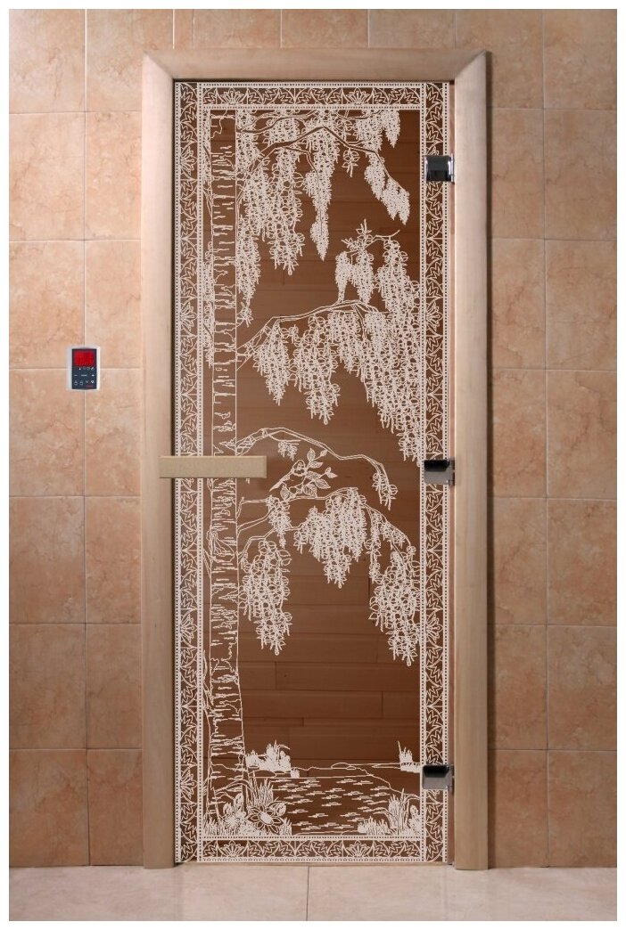 Дверь для бани "Березка бронза" 1700х700 мм Правая (петли справа) - фотография № 1