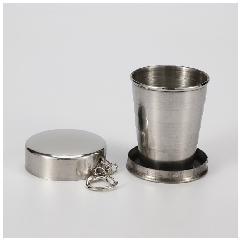 фото Стакан складной из нержавеющей стали, универсальный компактный стакан (250 мл) для охоты, рыбалки, походов