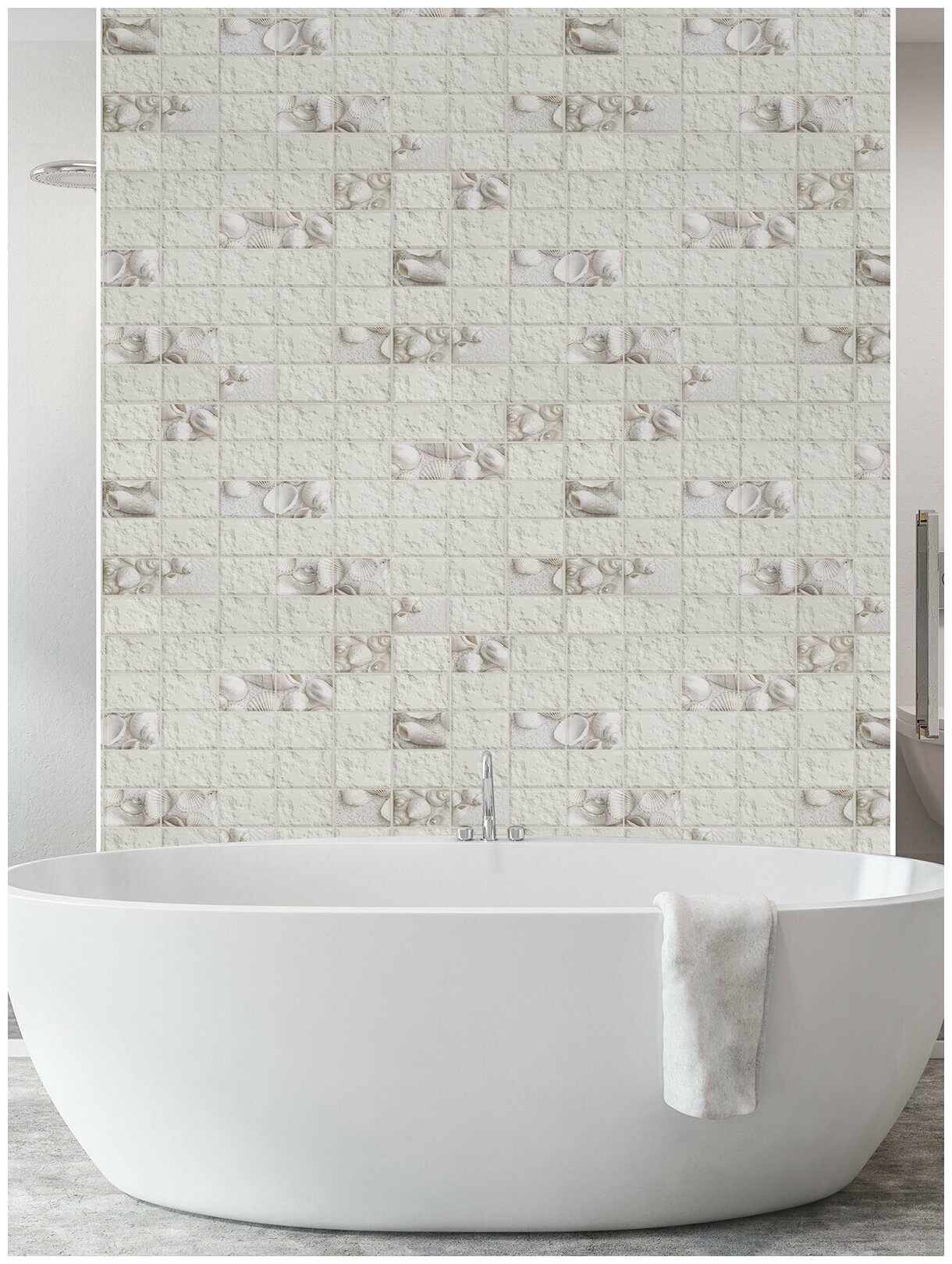 Стеновые панели "Белая ракушка" 960х480 мм ПВХ плитки 3д декоративные интерьерные на стену 10 шт. в упаковке - фотография № 3