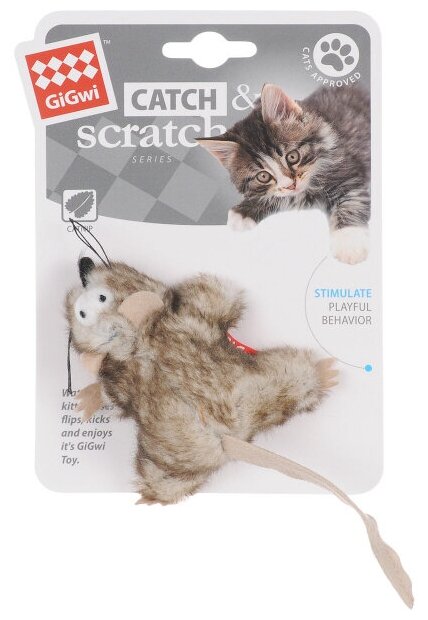 Игрушка для кошек Catch & Scratch мышка С кошачьей мятой 8 СМ - фотография № 14