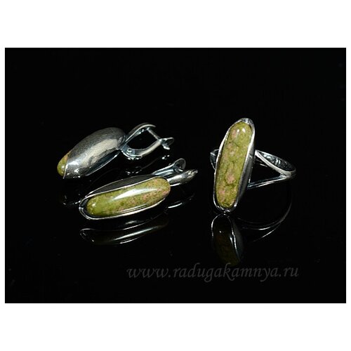 Комплект бижутерии: кольцо, серьги, яшма, размер кольца 19 комплект бижутерии кольцо яшма размер кольца 19 желтый