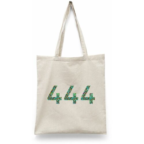 фото Сумка-шоппер унисекс каждому своё "нумерология/444/ангельское число" черная