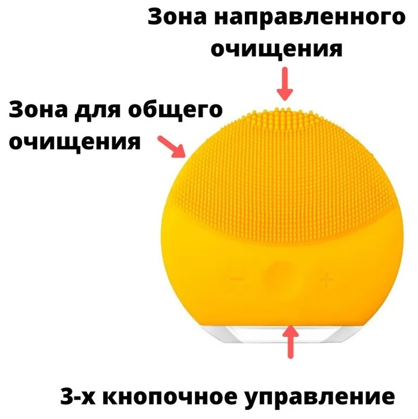 Силиконовая щетка-массажер для чистки лица, желтый - фотография № 3