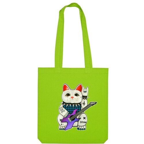 мужская футболка денежный кот манэки нэко maneki neko cat 2xl черный Сумка шоппер Us Basic, зеленый