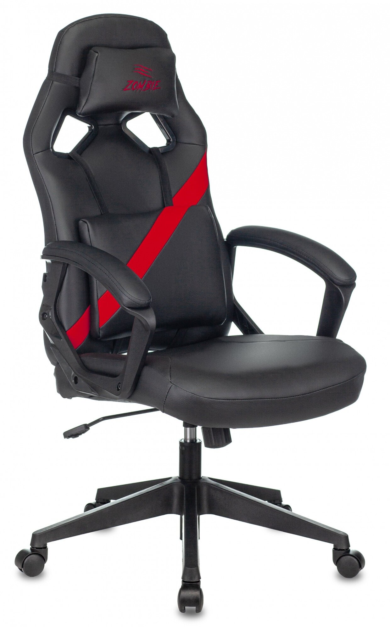 Кресло игровое Zombie DRIVER, обивка: эко. кожа, цвет: черный/красный
