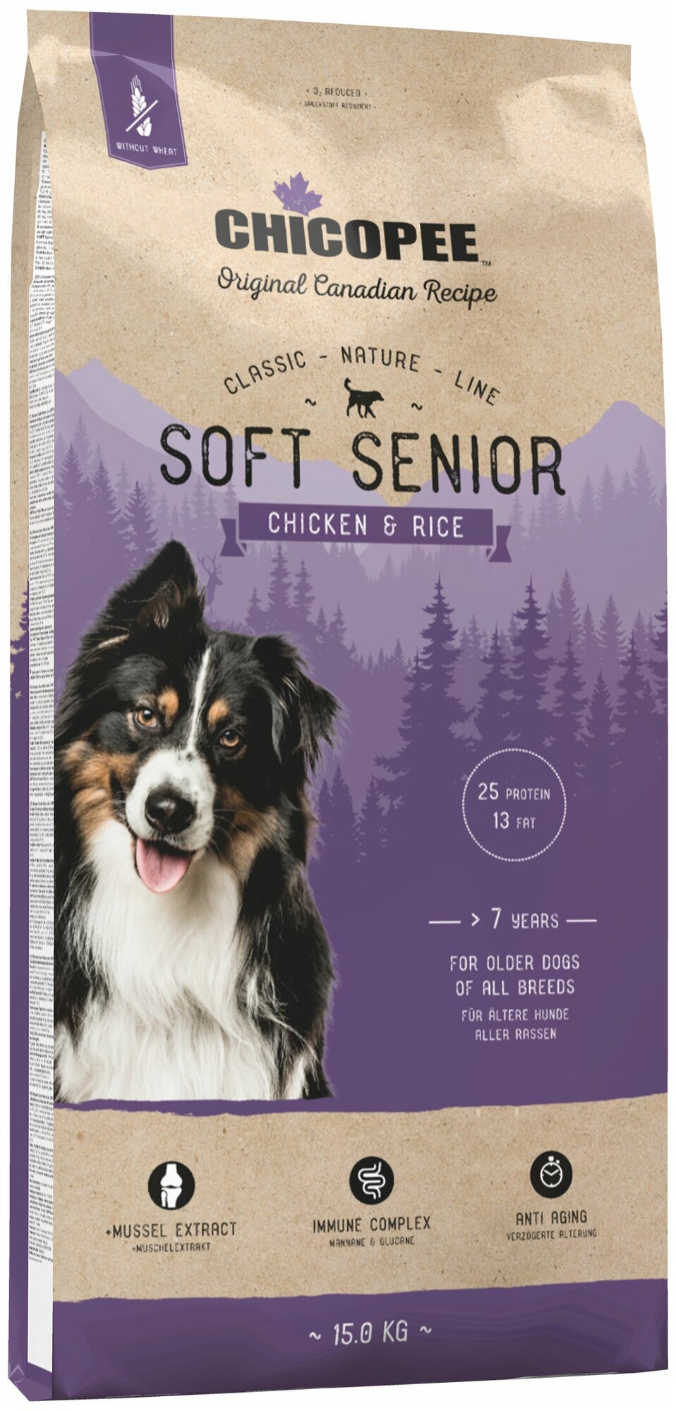 CHICOPEE CLASSIC NATURE LINE SOFT SENIOR CHICKEN & RICE полувлажный для пожилых собак всех пород с курицей и рисом (15 кг)