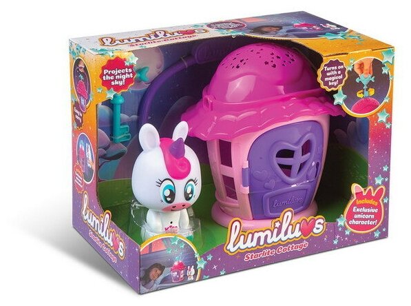 Ночник Lumiluvs Единорог Luna с домиком-проектором звездного неба Abtoys LB015