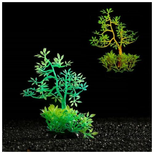 Растение аквариумное Пижон Аква искусственное, светящееся, 10 см, зеленое (K232. T-114-10CM)