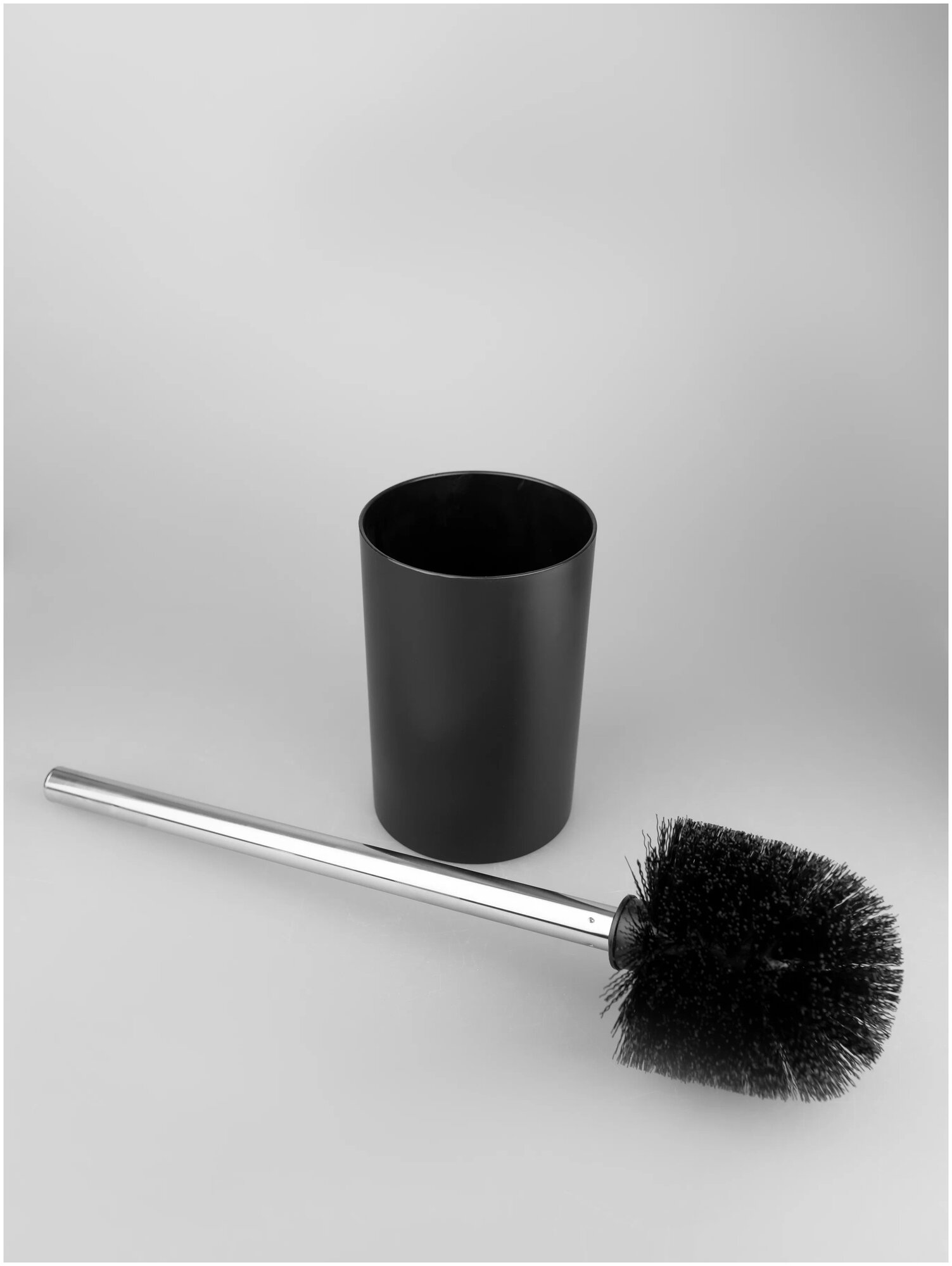 Ершик для унитаза напольный с подставкой черный, алюминиевая ручка, ершик для туалета PROFFI - фотография № 4