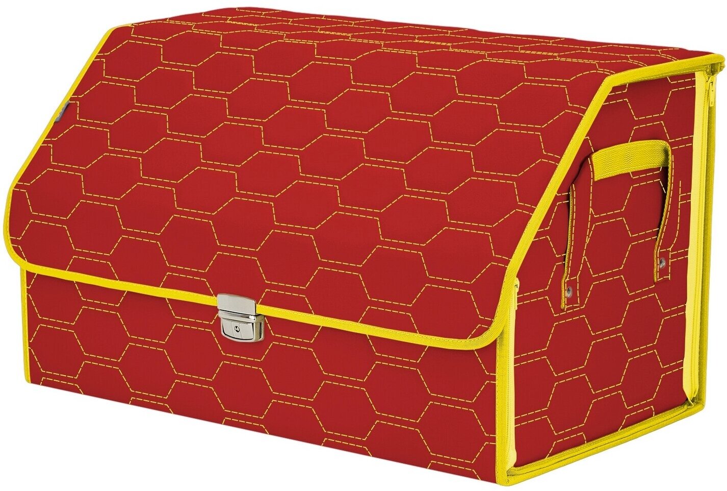 Органайзер-саквояж в багажник "Союз Премиум" (размер XL). Цвет: красный с желтой прострочкой Соты.