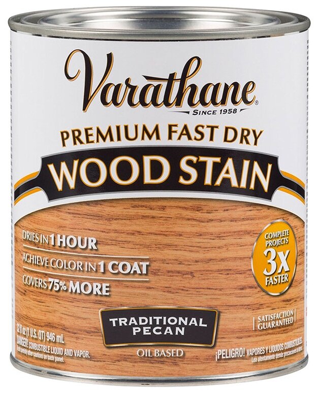 Varathane (Варатан). Premium Fast Dry Wood Stain Морилка/Быстросохнущее масло для дерева. Цв. традиционный орех. 0,946 л.