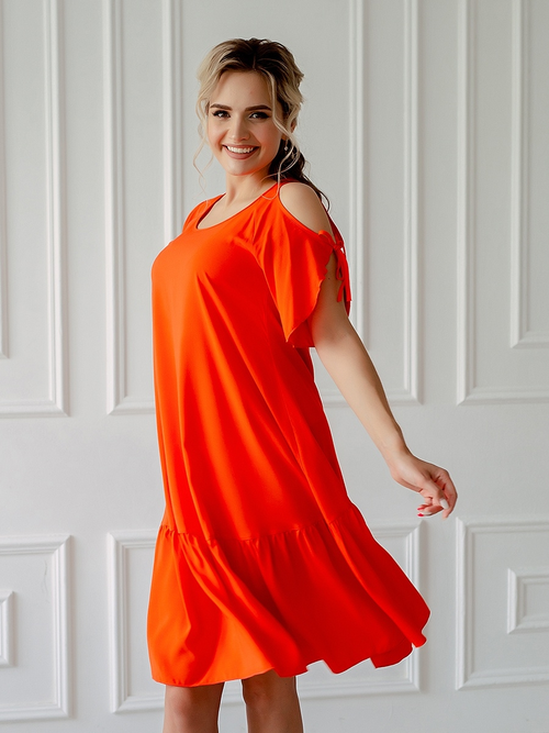 Платье Совушка Трикотаж, размер 44, оранжевый