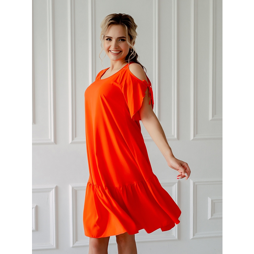 фото Платье совушка трикотаж, размер 44, оранжевый