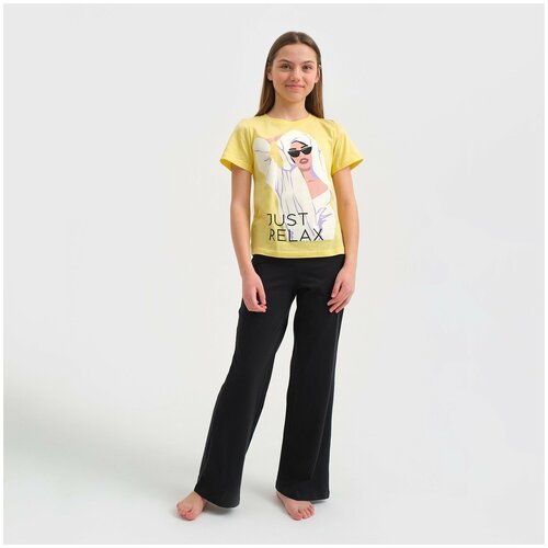 Пижама Kaftan, размер 40, желтый, черный футболка д дев pelican gft5220 1 желтый 11 р 14 рост 158 164