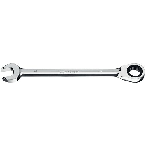 Комбинированный гаечный ключ трещоточный 14 мм, ЗУБР ключ комбинированный трещоточный crv реверсивный механизм 12 мм код 63462 fit 3шт в упак