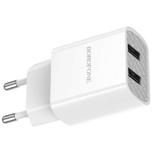 Borofone Сетевое зарядное устройство Borofone BA53A, 2xUSB, 2.1 А, белое сетевое зарядное устройство borofone ba53a 2xusb 2 1 а белое