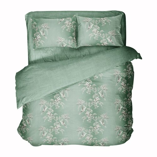 Хлопковое 2 спальное постельное белье с растительным принтом