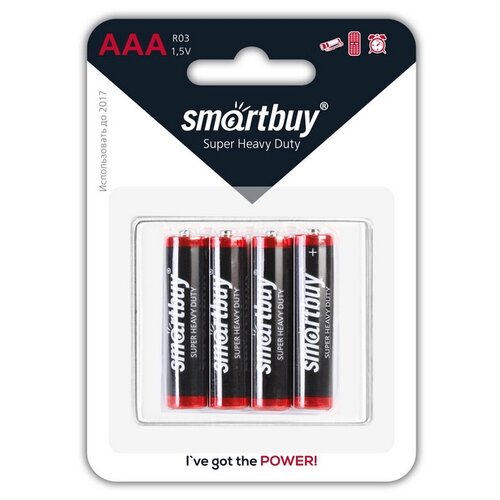 Батарейка SmartBuy AAA R03 Super Heavy Duty, в упаковке: 4 шт.