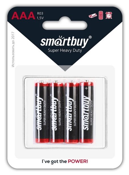 Батарейка SmartBuy AAA R03 Super Heavy Duty, 4 шт.