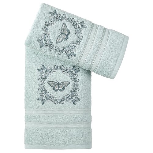 фото Комплект махровых полотенец "karna" maria; ментол; размер: 50х90-70х140